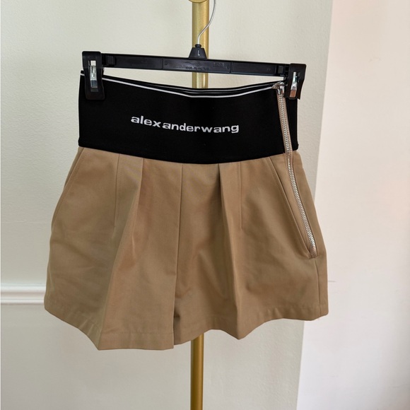 Alexander Wang Tan High-Waisted Shorts - Picture 2 of 5